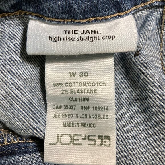 Joe's "The Jane" Jeans W30 High Rise Straight Crop Raw Hem Med Blue EUC - Picture 5 of 7
